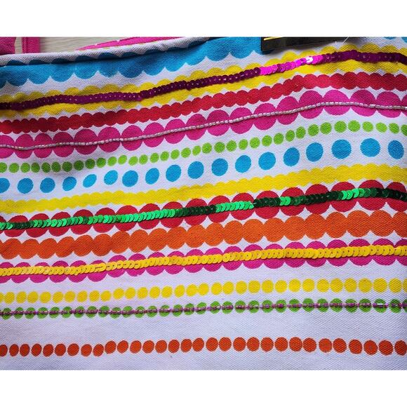TOTE-NEWPORT NEWS-Bright Colors-Sequins-Beads-Beach-Carry On - Picture 6 of 16